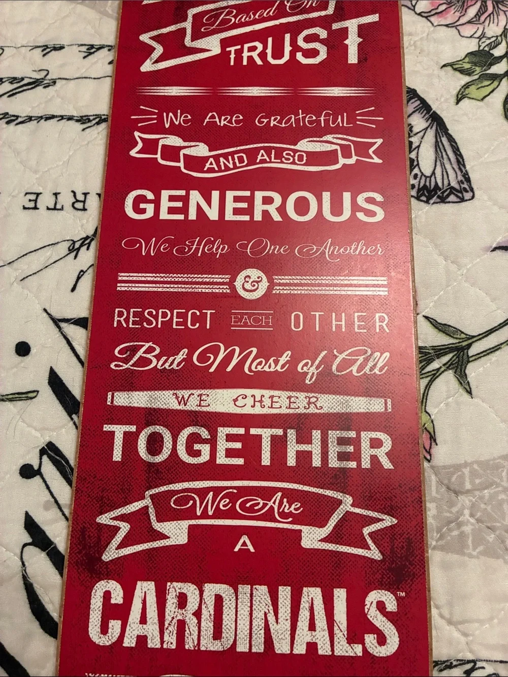 Red 'This Family' Cardinals Vertical Wood Sign